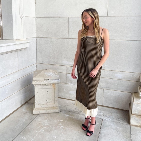 NWT ANTONIO MELANI x Courtney Grow Bond Gingham Print Flutter Hem Midi Dress - Picture 8 of 15